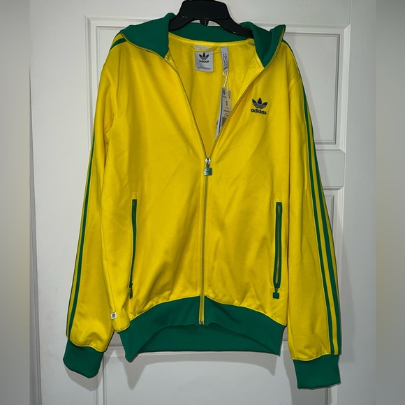 Adidas yellow three stripe jacket S green - Picture 2 of 6